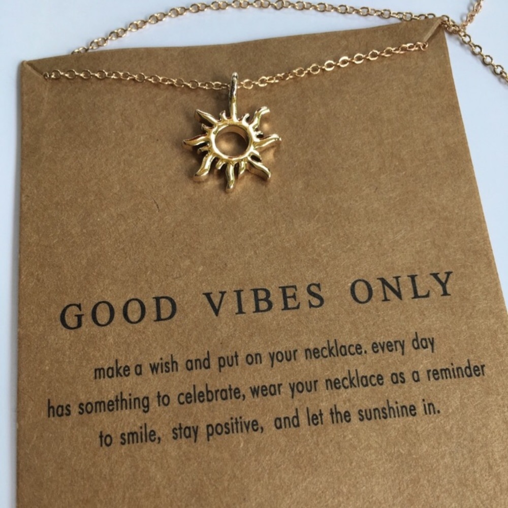 Good Vibes Only Sun Gold Toned Necklace - Picture 6 of 8